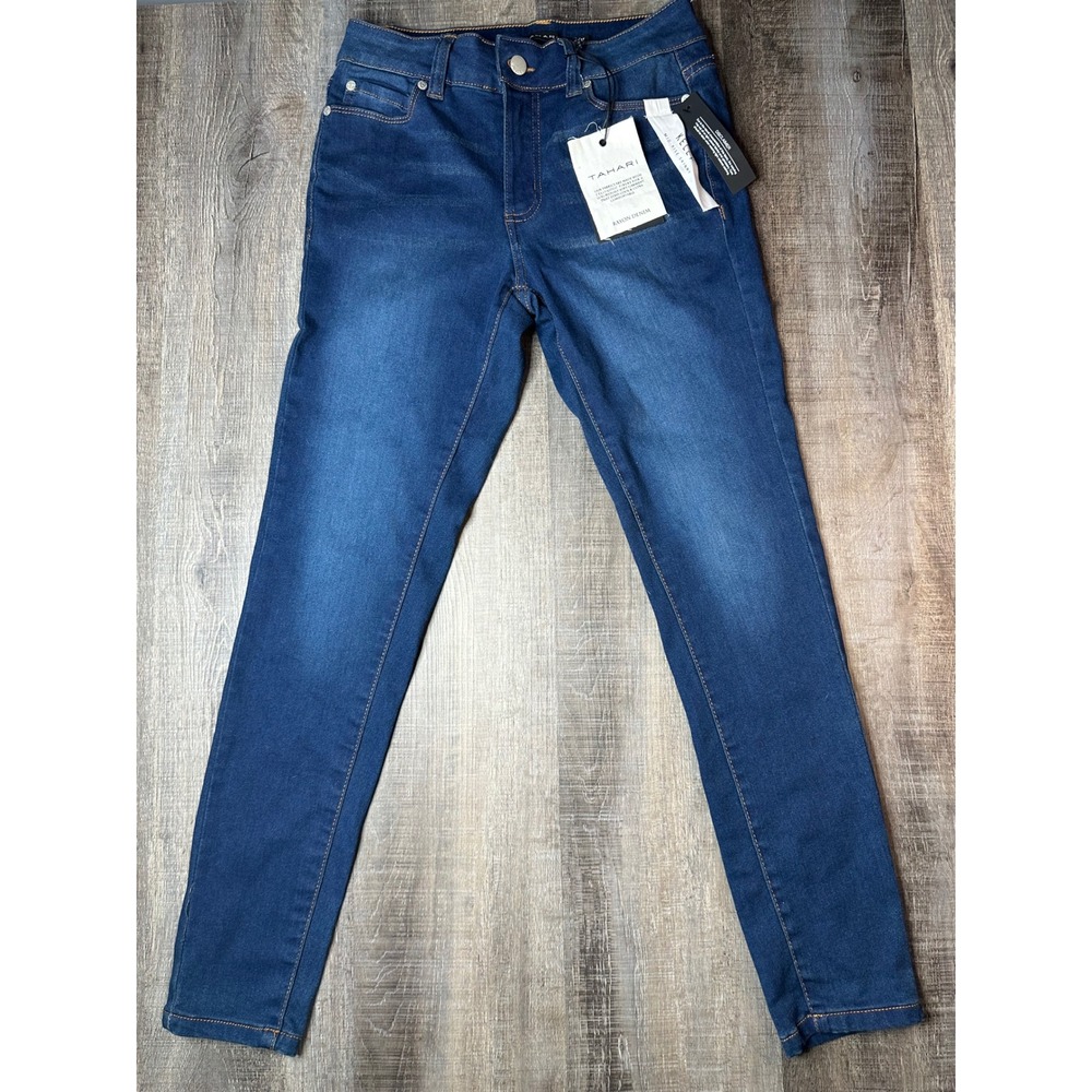 Tahari Kelly Mid Rise Skinny Jeans Dark Wash Rayon Denim Womens Size 4/27 NEW